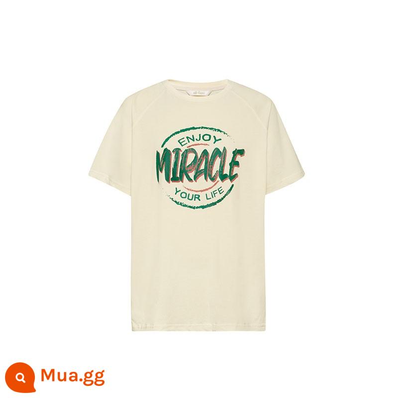 Meiyang MEIYANG Miracle Girl T-shirt phong cách đại học cổ điển của Mỹ cổ tròn in thẳng ngắn tay hàng đầu - Màu mơ (hết hàng trong vòng 3 ngày) Màu quá tuyệt vời! ! !