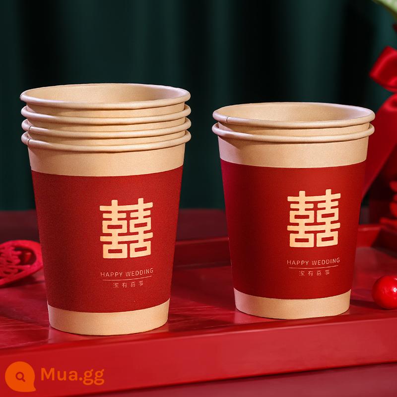 Cốc Giấy Cưới Cốc Dùng Một Lần Cưới Cưới Hộ Gia Đình Happy Cup Tiệc Cưới Dày Đỏ Lễ Hội Lá Vàng Bánh Mì Nướng Trà - Ly giấy tự nhiên-hạnh phúc gia đình hạnh phúc, 300 chiếc