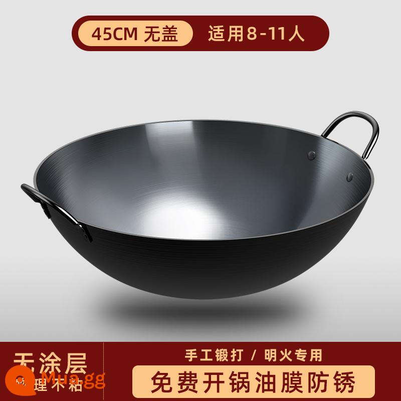 Zhangqiu handmade chảo sắt không tráng đáy tròn lớn chảo sắt chống dính hộ gia đình chảo đôi tai thương mại chảo 920 - 45 cm * được rèn bằng tay * chảo hai tai