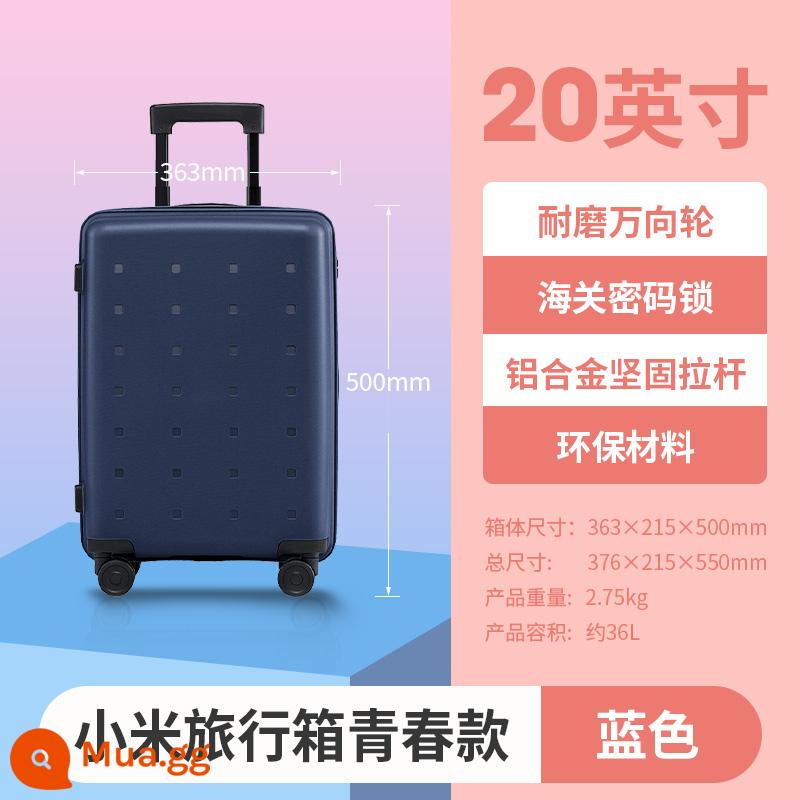 Vali Xiaomi Vali 20 inch Vali nữ nhỏ nhẹ trẻ em mới Hộp đựng xe đẩy sức chứa lớn 24 inch kích thước nhỏ 1212 - Vali Xiaomi Kiểu dáng trẻ trung (20 inch) Đen