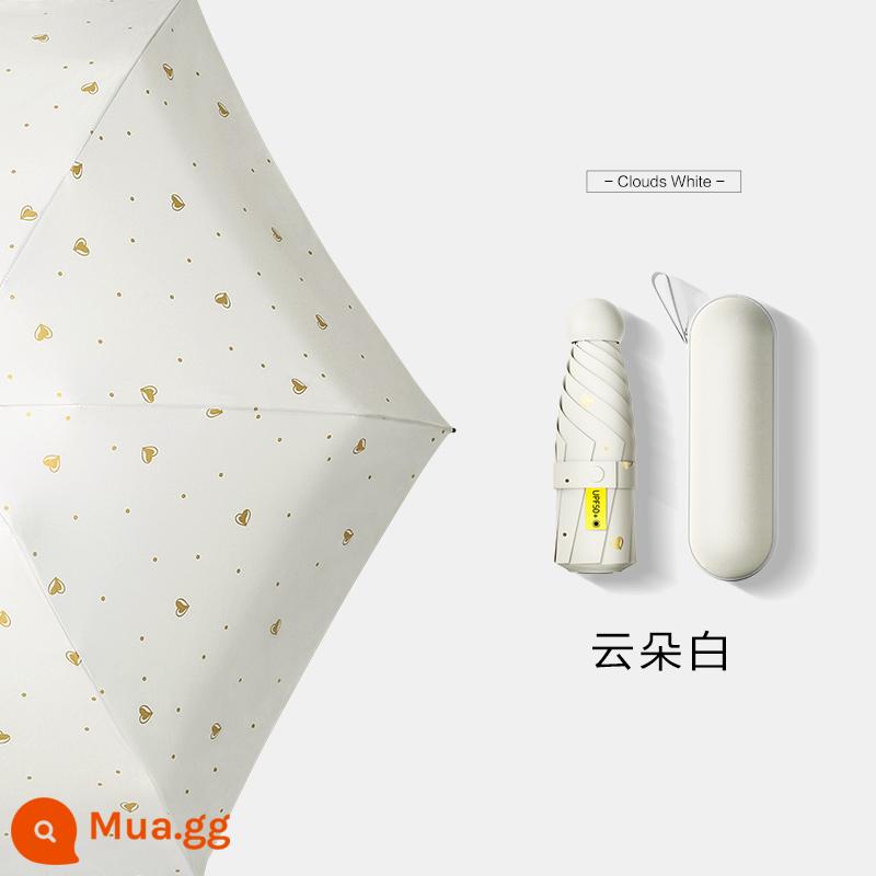 Hàng Chính Hãng Chính Hãng] Dù Che Nắng Che Nắng Che Nắng Chống Tia UV Mini Capsule Ô Dù Đi Nắng Dù Kép Nữ 893 - Yunduo White-Chống nắng chuyên nghiệp★Khung hợp kim hàng không vũ trụ★Sử dụng được dù trời mưa hay nắng★Hộp đựng miễn phí