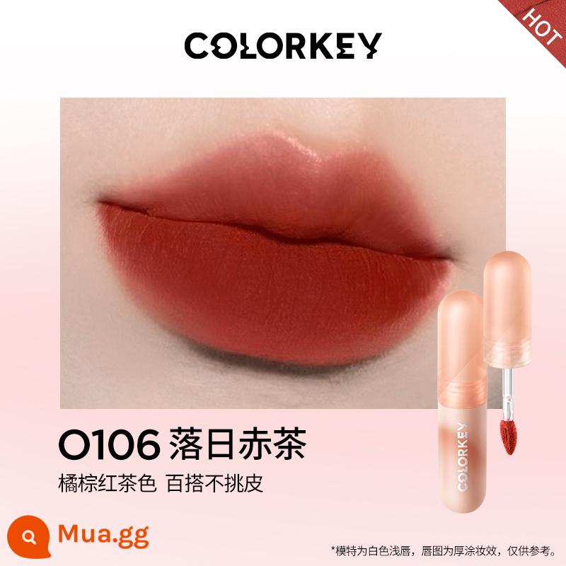 Colorkey Kelaqi son bóng không khí nhung gương quế chó môi mới bùn son môi chính thức soái hạm 443 - O106 trà đỏ hoàng hôn