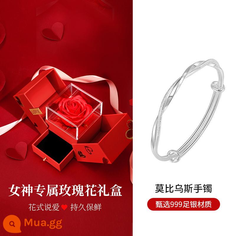 Trung Quốc Vàng Zhenshang Vòng Tay Bạc Nữ Bạc Mobius Vòng Chân Vòng Tay Bạc 520 Tặng Bạn Gái 1693 - Màu xám đen