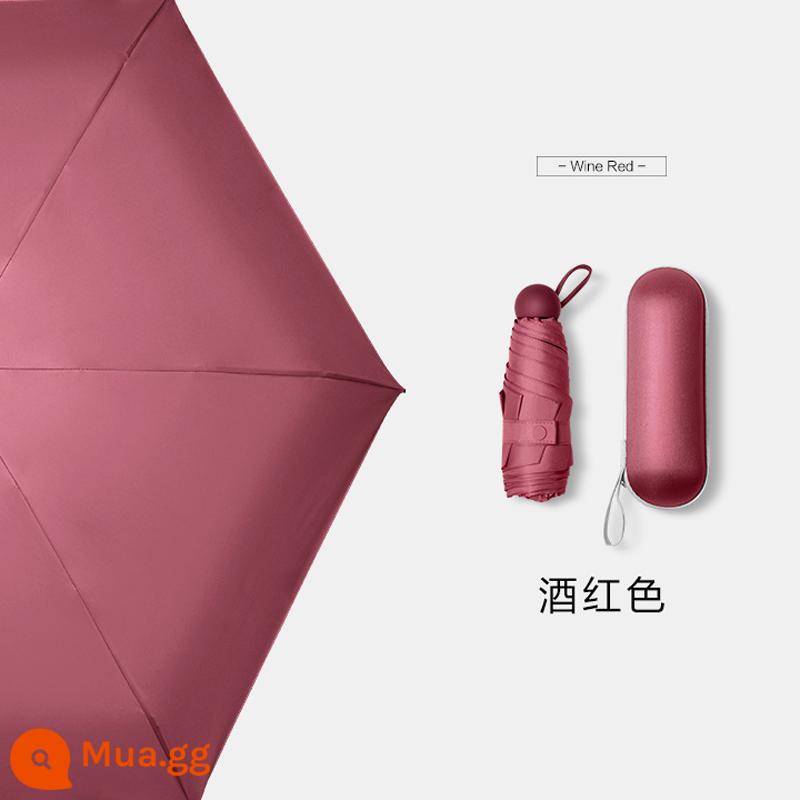 Hàng Chính Hãng Chính Hãng] Dù Che Nắng Che Nắng Che Nắng Chống Tia UV Mini Capsule Ô Dù Đi Nắng Dù Kép Nữ 893 - Burgundy-Chống nắng chuyên nghiệp ★Khung hợp kim hàng không★Sử dụng được dù trời mưa hay nắng★Hộp đựng miễn phí (màu trơn)