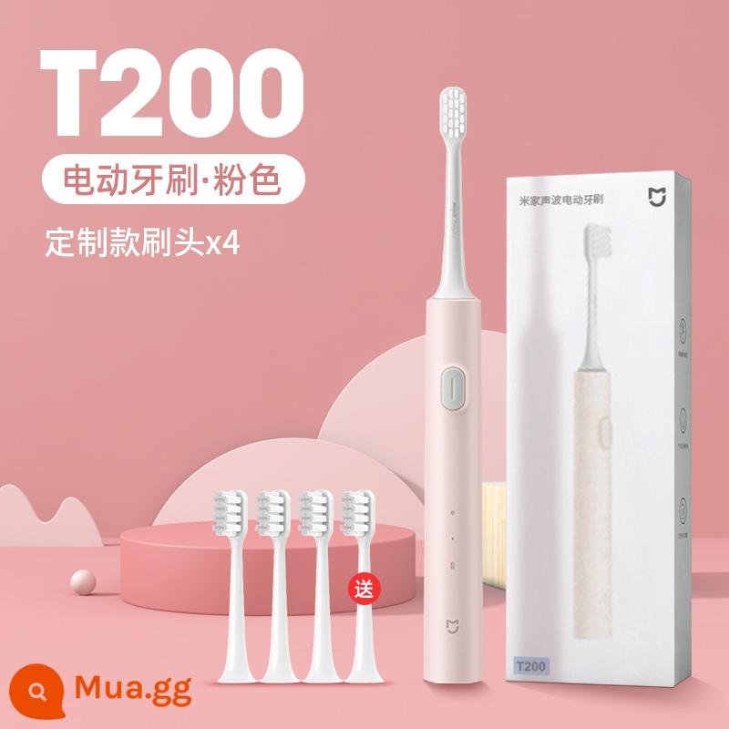 Bàn chải đánh răng điện Xiaomi trẻ em từ 6 đến 12 tuổi trở lên lông mềm kháng khuẩn tự động sạc sonic baby 1212 - [Ưu Đãi Đặc Biệt] Bàn Chải Đánh Răng Điện Trẻ Em T200 Hồng + 4 Đầu Bàn Chải Tùy Chỉnh