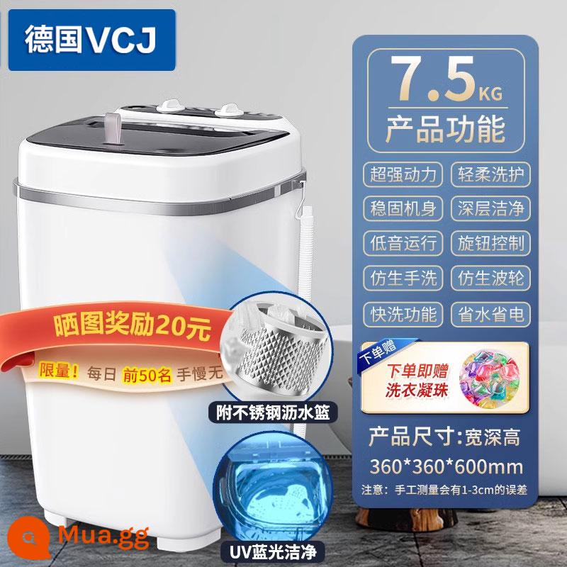 VCJ baby nhỏ bán tự động công suất lớn giặt mini tất cả trong một đồ lót máy giặt gia đình ký túc xá 946 - Mẫu sang trọng hàng đầu màu trắng ngà nặng 7,5kg (Nanjiren/VCJ giao hàng ngẫu nhiên)