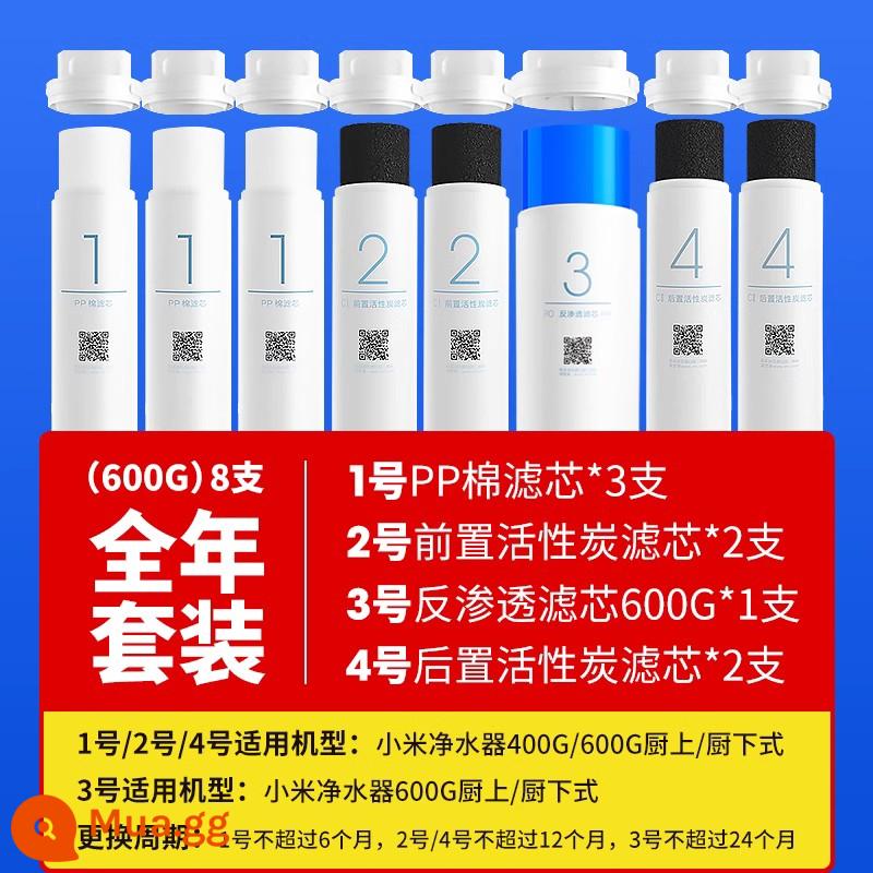 Máy lọc nước Xiaomi lõi lọc bông PP trước sau thẩm thấu ngược RO số 1 số 2 số 3 số 4 số 400G600G 1891 - ✿[11122344]Bộ 8 món dùng quanh năm 600G-Xiaomi Original