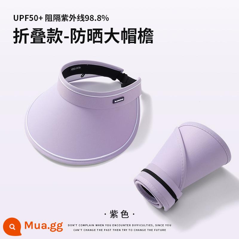 UPF50+ tấm che nắng mùa hè đi xe đạp chống tia cực tím trống mũ chống nắng nữ tấm che nắng uv che mặt 1328 - Phiên bản nâng cấp có thể gập lại--Tím