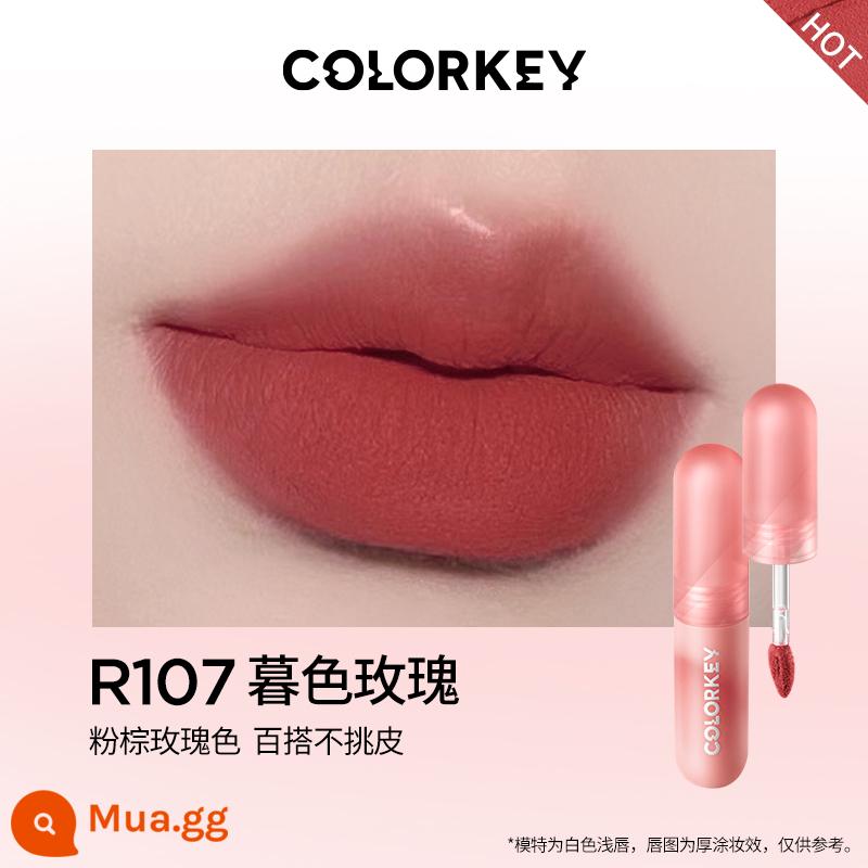 Colorkey Kelaqi son bóng không khí nhung gương quế chó môi mới bùn son môi chính thức soái hạm 443 - R107 Hoa Hồng Chạng Vạng