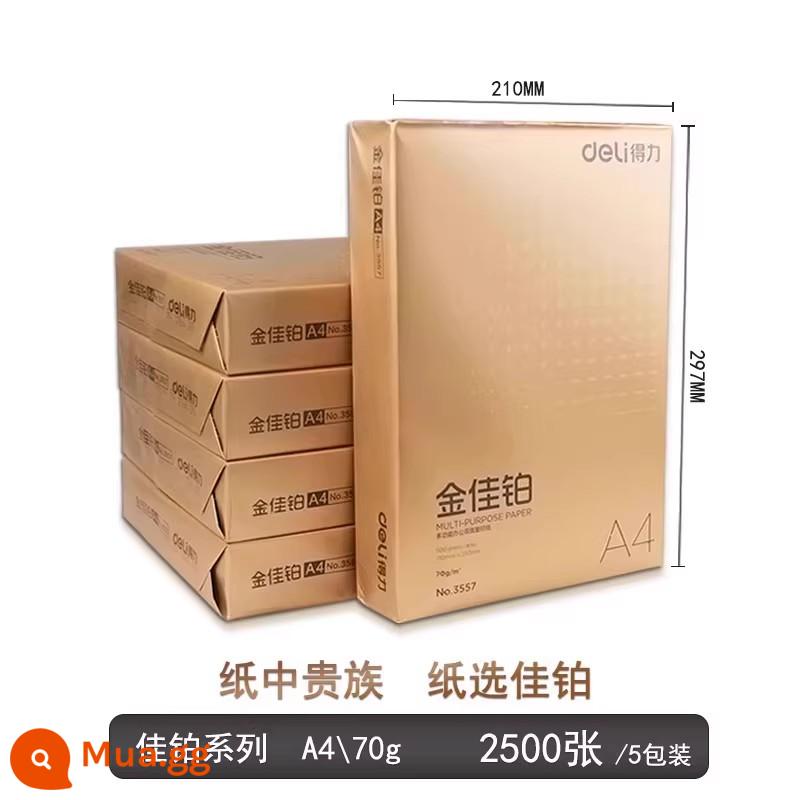 Giấy in cột Deli A4 in giấy 70g/80g Jiaxuan Office Cung cấp giấy trắng A4 giấy in hai mặt bằng gỗ gốc gỗ tủy sinh viên sử dụng giấy dự thảo đầy đủ hộp 5 - [Mẫu thương mại/hộp đầy đủ] Jinjia bạch kim 70g/2500 tờ