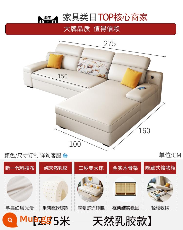 Căn hộ nhỏ giường sofa gấp đôi đa năng với công nghệ cất giữ ghế sofa vải 2023 mẫu mới - Mủ đôi + hoàng phi mẫu 2.75 (vải kỹ thuật)