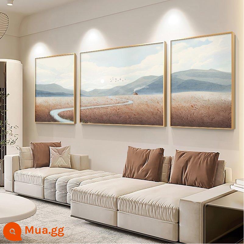 Bắc Âu Kem Phong Cách Phòng Khách Tranh Trang Trí Cao Cấp Cảm Giác Phong Cảnh Sofa Nền Tranh Treo Tường Hiện Đại Đơn Giản Triptych Bức Tranh Tường - Qiyu-Sanlian A