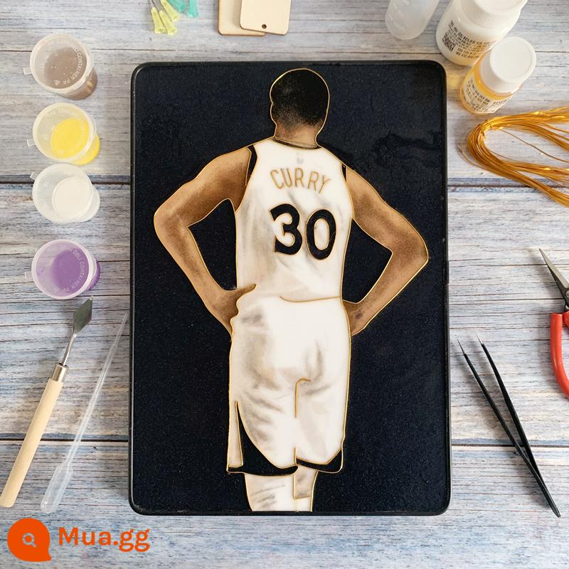 Tranh tráng men Cloisonné gói vật liệu tự làm Bức tranh tô màu vẽ tay Kobe Curry James để gửi quà cho bạn trai - Gói nguyên liệu Curry C loại 21 * 30