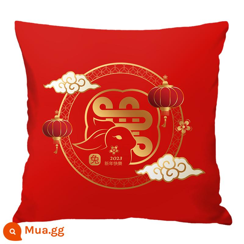 Năm con thỏ Lễ hội màu đỏ Gối Hội nghị thường niên Quà tặng logo Tùy chỉnh Đệm sofa Ngày đầu năm Tài lộc Gối - 10 (xem hai mặt)