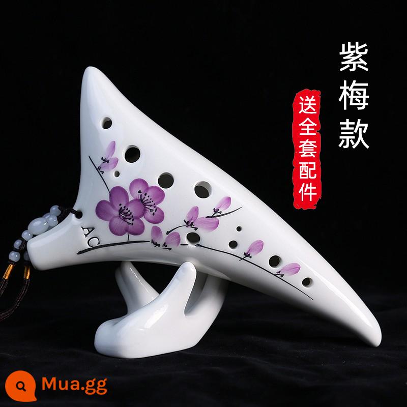 Ocarina 12 lỗ mới bắt đầu người mới bắt đầu alto C chỉnh 12 lỗ AC chuyên nghiệp gốm nhựa học sinh tiểu học 6 nhạc cụ - [Người mẫu nổi tiếng của Songyin] Zimei [Cheat miễn phí + điểm nhạc + video]