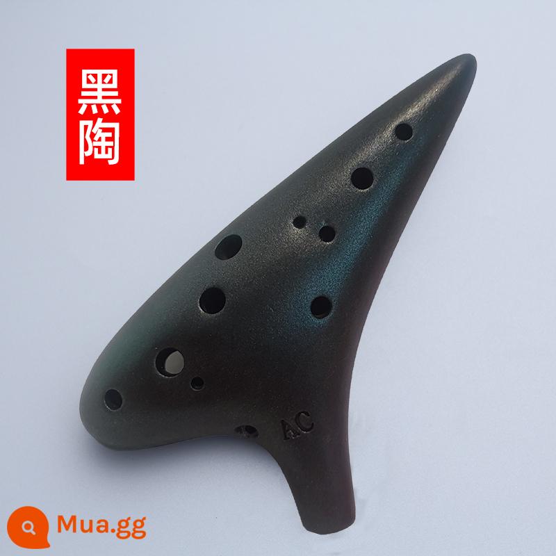 Ocarina 12 lỗ mới bắt đầu người mới bắt đầu alto C chỉnh 12 lỗ AC chuyên nghiệp gốm nhựa học sinh tiểu học 6 nhạc cụ - [Mẫu nóng AC 12 lỗ] Đồ gốm đen [được khuyên dùng cho những điều cơ bản]