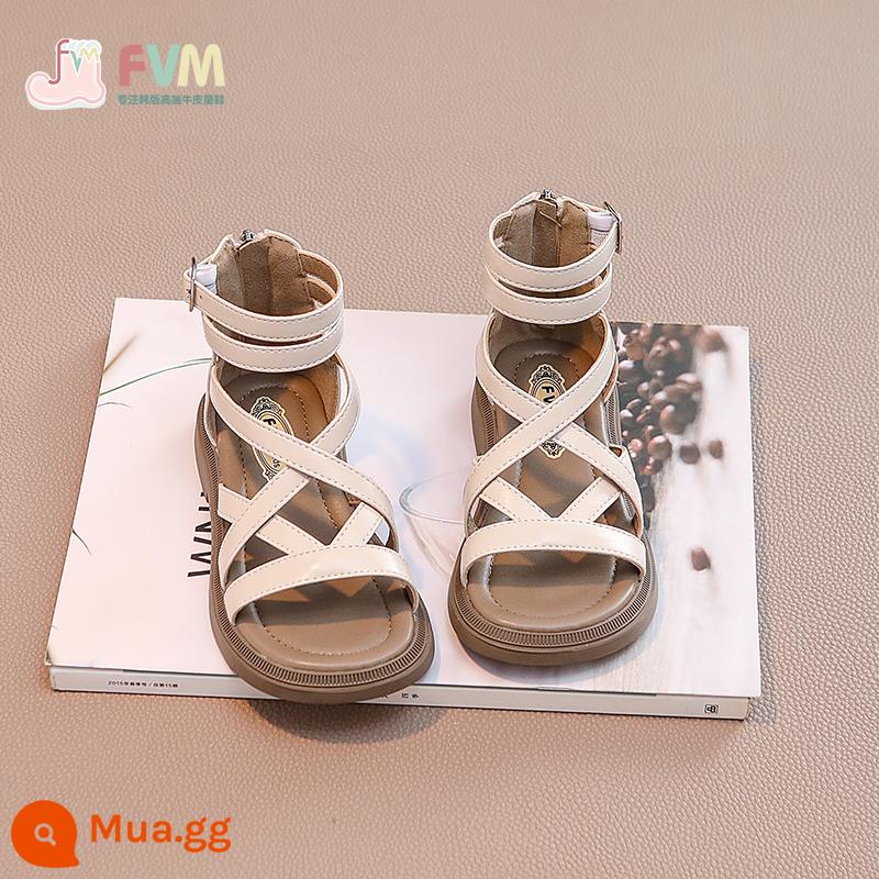 Giày bé gái Giày sandal công chúa La Mã trẻ em 2023 mùa hè mới cho bé gái bé gái trung và lớn đế mềm - Beige Spot giao hàng nhanh