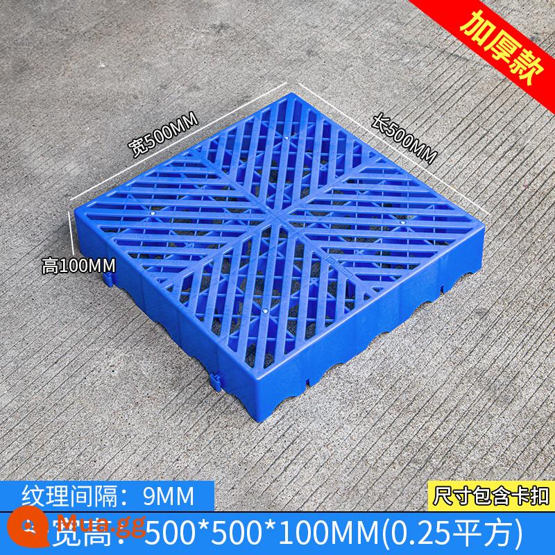 Bảng chống ẩm pad lưới pad pad nhựa pad chống ẩm kho pallet bảng chịu lực pad sàn cứng bảng pallet nhựa - Vải chéo cao dày 500*500*100MM (màu xanh) Chất liệu hoàn toàn mới, không độc hại và không mùi