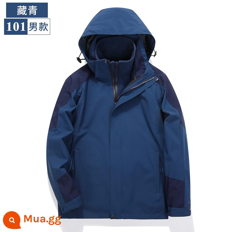 Ngoài Trời Mùa Thu Đông Áo Khoác Nam Nữ 3 Trong 1 2 Bộ Tùy Chỉnh In Logo In thêu áo Khoác Áo Khoác - Xanh navy -101 nam