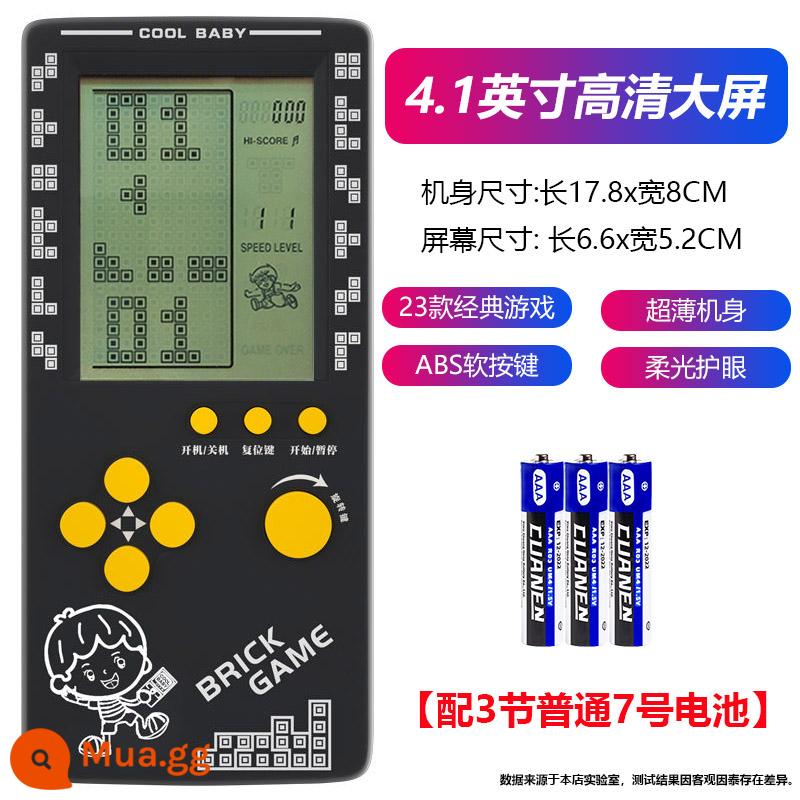 2024 Bảng điều khiển trò chơi Tetris 4.1 inch mới cầm tay 8090 cổ điển retro cổ điển hoài niệm thời thơ ấu của trẻ em phát triển câu đố Tetris cầm tay máy mini món quà nhỏ công nghệ - 4,1 inch màu đen (có 3 pin AA thông thường) 23 game