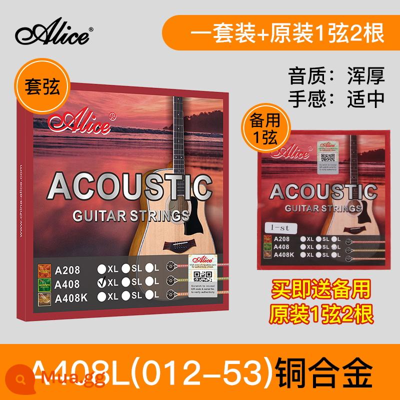 Chính Hãng Dây Đàn Guitar Alice Bộ Dây Đàn Guitar Dân Gian Bộ 6 Lõi Thép Gỗ Chống Gỉ Phụ Kiện Đàn Guitar Dây - A408L bộ 012-053]+1 dây 2 cái