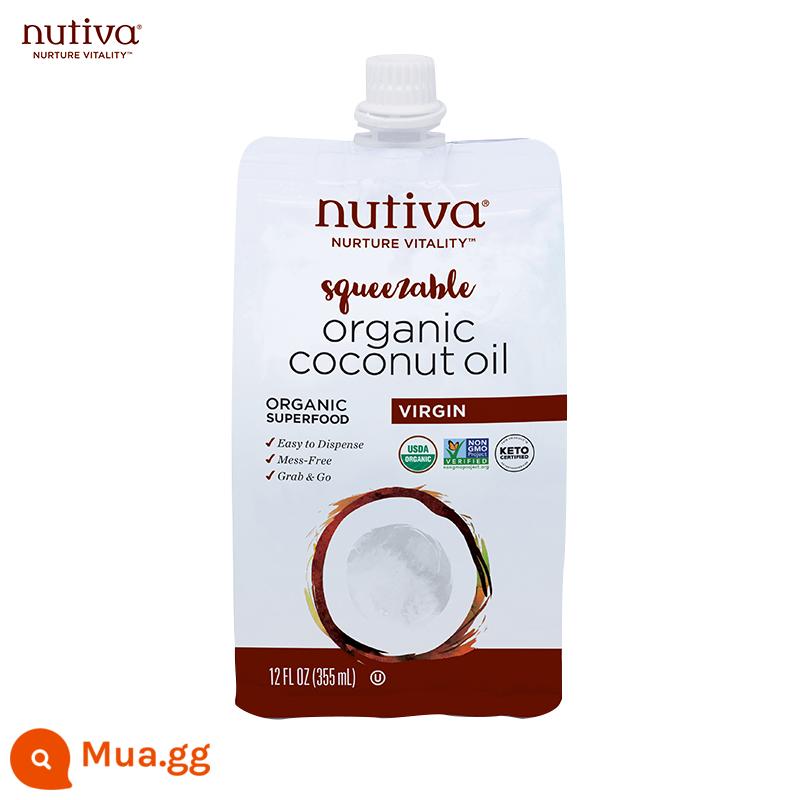 Dầu dừa nguyên chất hữu cơ ép lạnh hữu cơ nhập khẩu Nutiva/Youti 414ml dầu ăn bà bầu chăm sóc da và tóc - túi 355ml