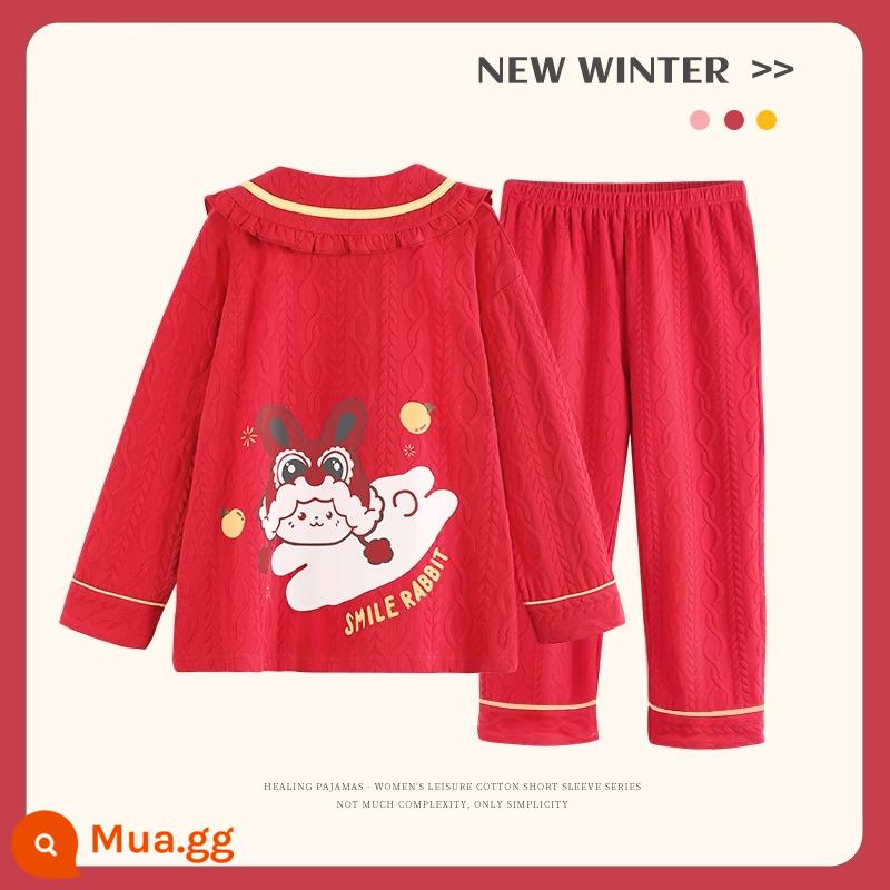 Bộ đồ ngủ trẻ em mới cho bé gái mùa xuân và mùa thu cotton nguyên chất phù hợp với phong cách nước ngoài con chó quế bé gái bé dịch vụ gia đình cha mẹ và con cái - 31254G [mẫu bán chạy]