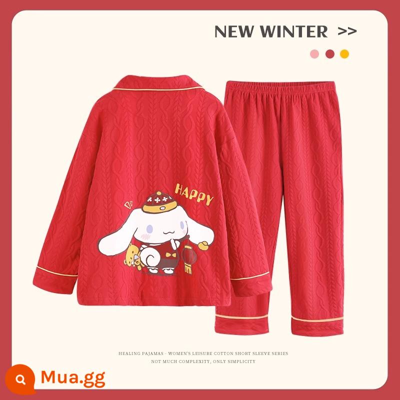 Bộ đồ ngủ trẻ em mới cho bé gái mùa xuân và mùa thu cotton nguyên chất phù hợp với phong cách nước ngoài con chó quế bé gái bé dịch vụ gia đình cha mẹ và con cái - 31255G [mẫu bán chạy]