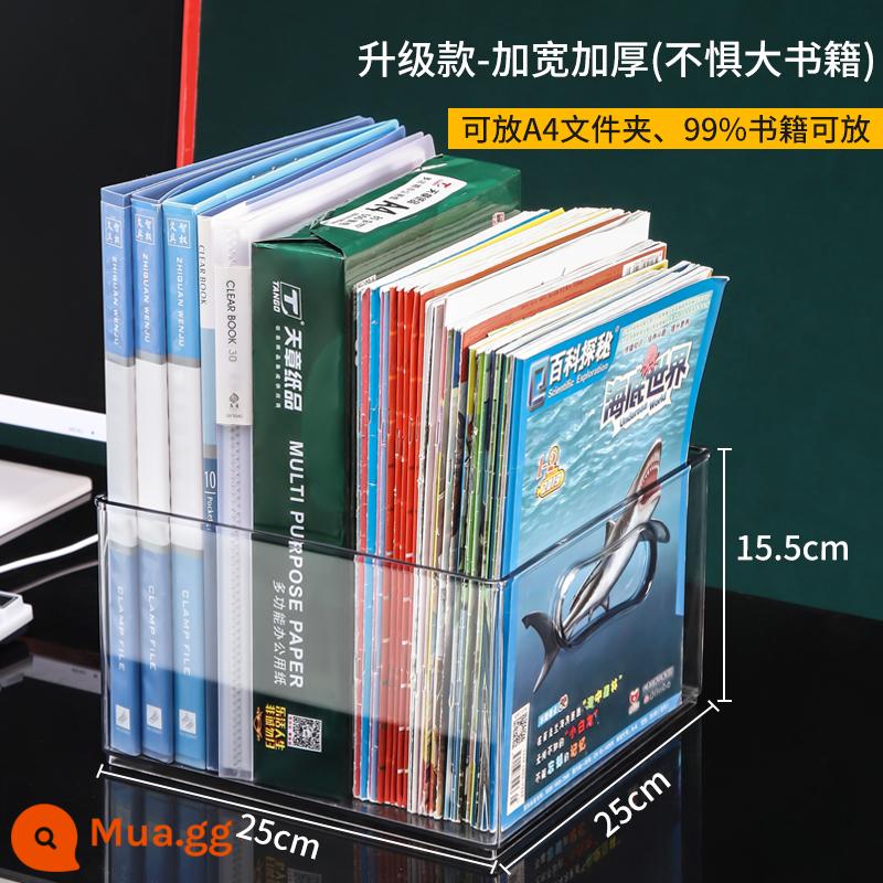 Hộp Bảo Quản Sách Nhựa Trong Suốt Bảo Quản Hoàn Thiện Hộp Đồ Chơi Trẻ Em Trung Học Lớp Học Bàn Sách Hình Giỏ Đựng Sách - Nâng cấp - phiên bản mở rộng và dày hơn, có thể đặt 99% sách và thư mục A4 [được khuyến nghị]