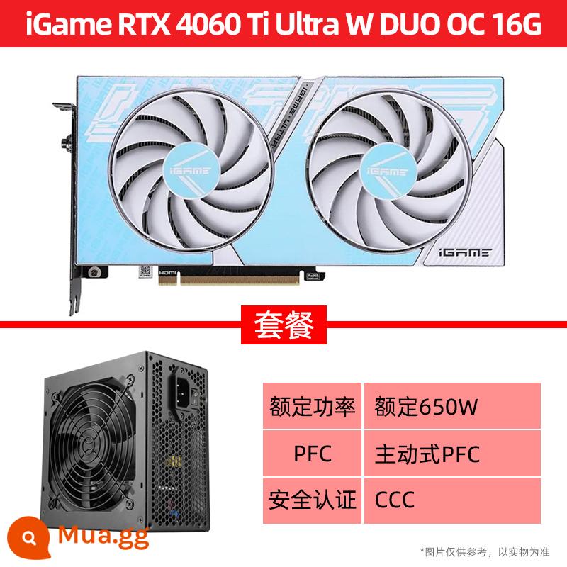 Thẻ hiển thị độc lập máy tính để bàn chơi game RTX3060/Ti Vulcan AD/Ultra white đầy màu sắc - iGame RTX4060Ti Ultra W DUO OC 16G+ bộ nguồn 650W định mức