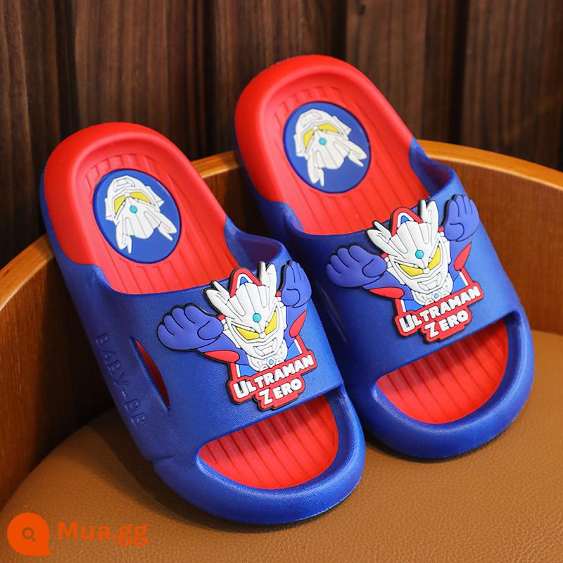 Ultraman Slippers Trẻ em và nam Silo Silo Anti -skid Phòng tắm lớn và Trung học Cậu bé trai - màu xanh da trời