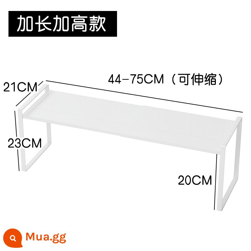 Giá đỡ nhà bếp có thể thu vào mặt bàn tủ tổng thể phân vùng bên trong lớp giá tủ gia vị lưu trữ lớp kệ nồi giá bát giá - Kiểu bảng điều khiển dài hơn và cao hơn (màu trắng)