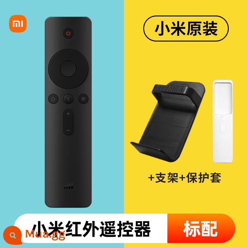 Ban Đầu Chính Hãng Kê Tivi 4A Giọng Nói Bluetooth Hộp Điều Khiển Từ Xa Set-Top Box Tivi Hồng Ngoại Đa Năng Đa Năng - Điều khiển từ xa hồng ngoại Xiaomi + chân đế + vỏ bảo vệ