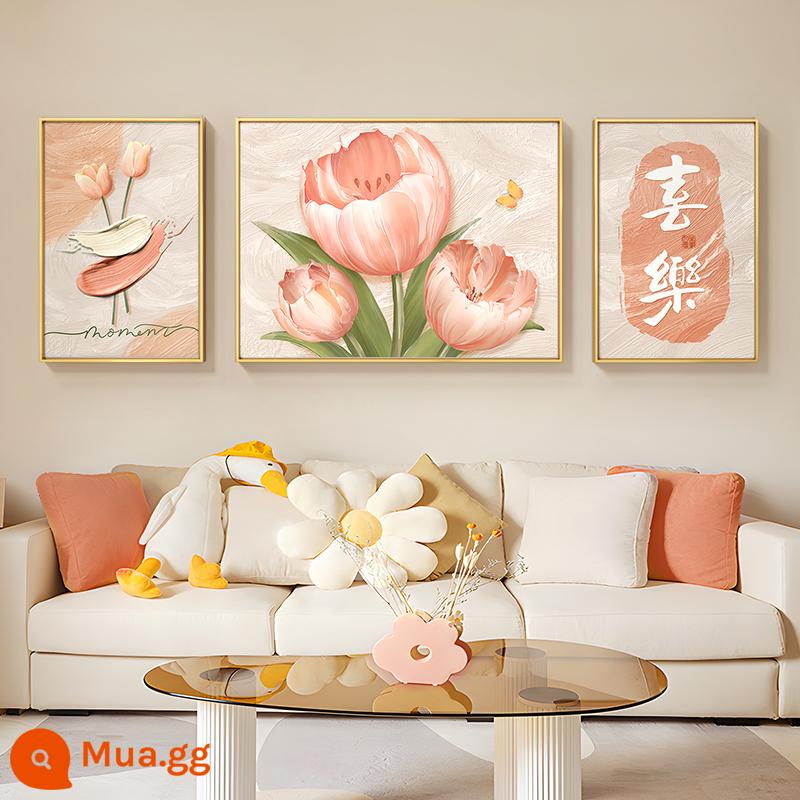 Mista kem phong cách phòng khách sơn trang trí bức tranh sơn dầu trừu tượng tulip triptych bức tranh tường sofa nền tường treo tranh - Hoa tulip nở B HUA2138