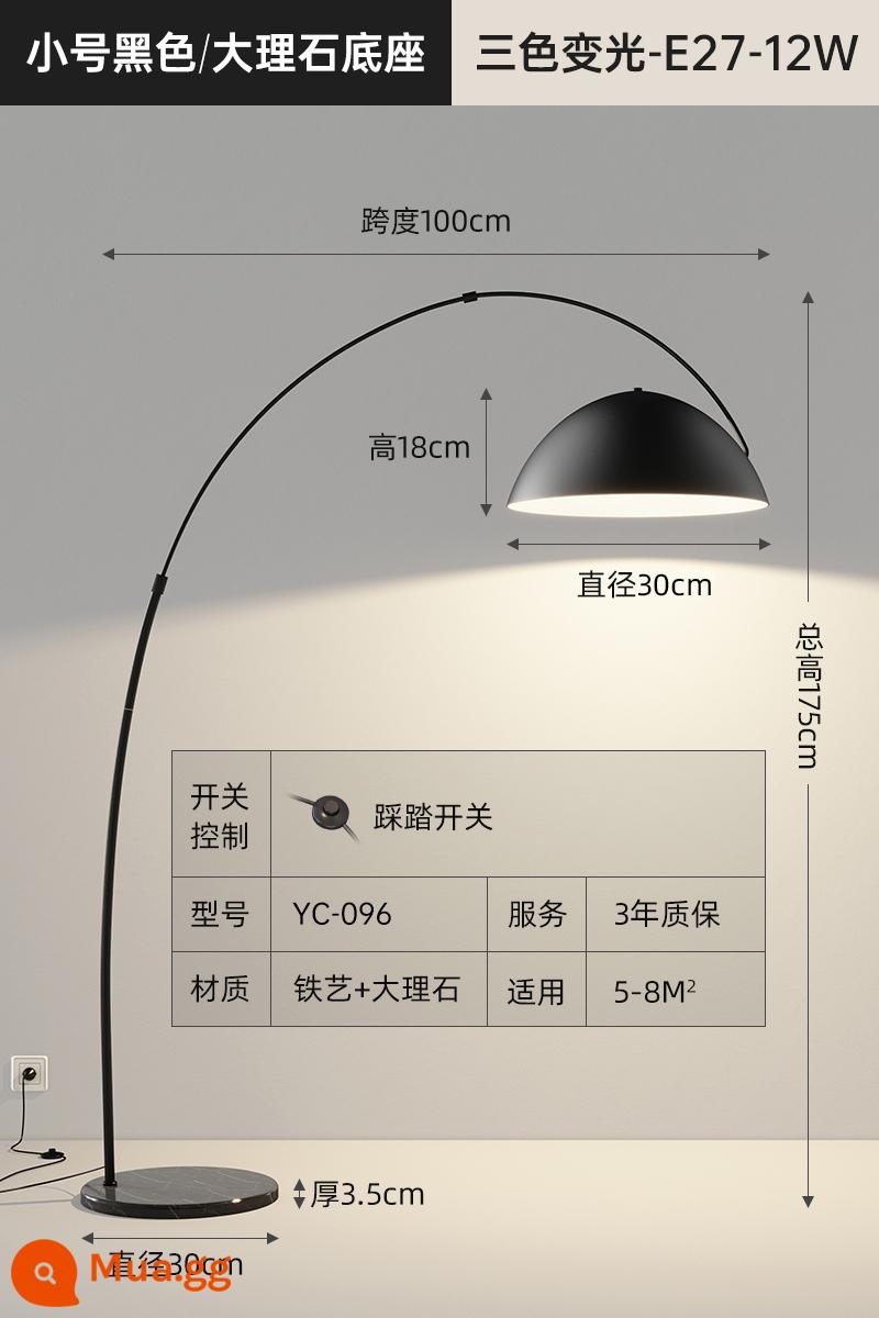 Câu Cá Hiện Đại Đèn Đèn Sàn Mỹ Đơn Giản Phòng Khách Bầu Không Khí Đèn Sofa Đèn Ánh Sáng Sang Trọng Nghiên Cứu Sáng Tạo Dọc Đèn - Màu đen cỡ nhỏ 30CM-Đế đá cẩm thạch-[Ánh sáng ba màu thay đổi]