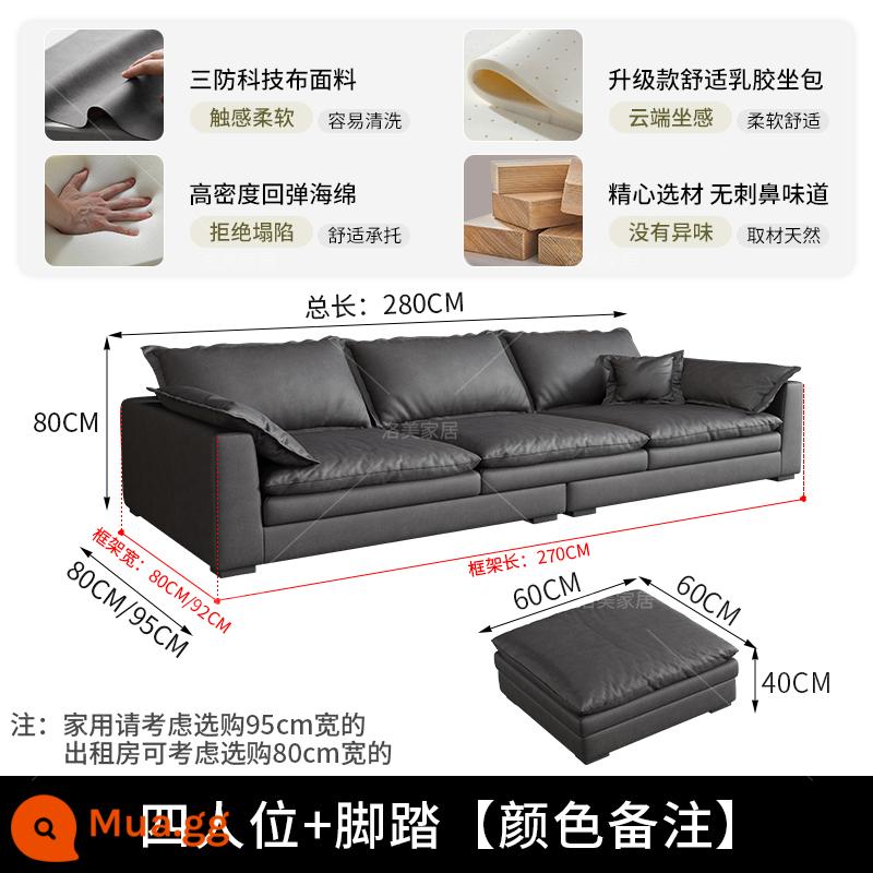 Bắc Âu công nghệ đơn giản sofa vải phòng khách căn hộ nhỏ đơn giản ánh sáng sang trọng phong cách wabi-sabi ba người hiện đại - Bốn người + bàn đạp [2,8 mét]