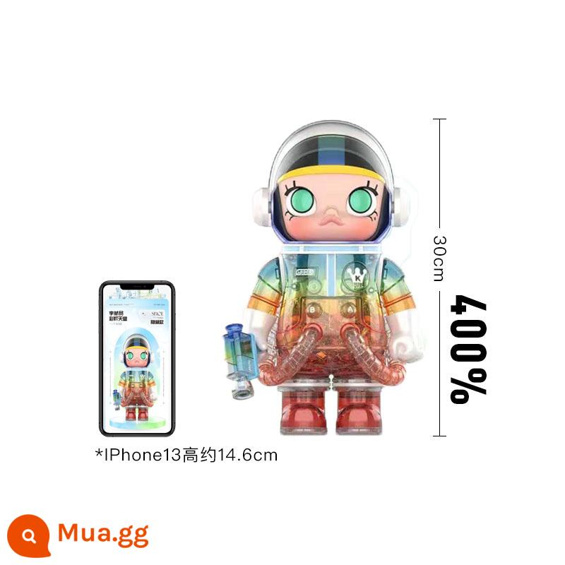 POPMART Bubble Mart Sê-ri đặc biệt Không gian Molly400% Phi hành gia Bộ sưu tập MEGA Hộp mù mới - Thiên đường cầu vồng [Phong cách ẩn giấu]