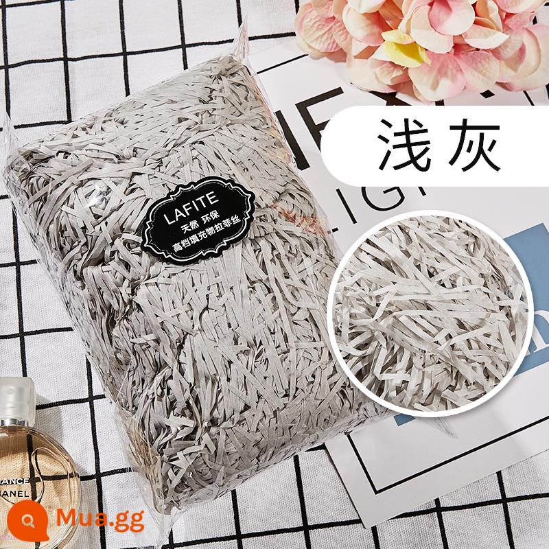 Hộp quà tặng raffia vụn giấy lụa sáng tạo hộp kẹo làm bánh Tanabata ngày lễ tình nhân đóng gói quà tặng phụ miễn phí vận chuyển - Màu xám nông