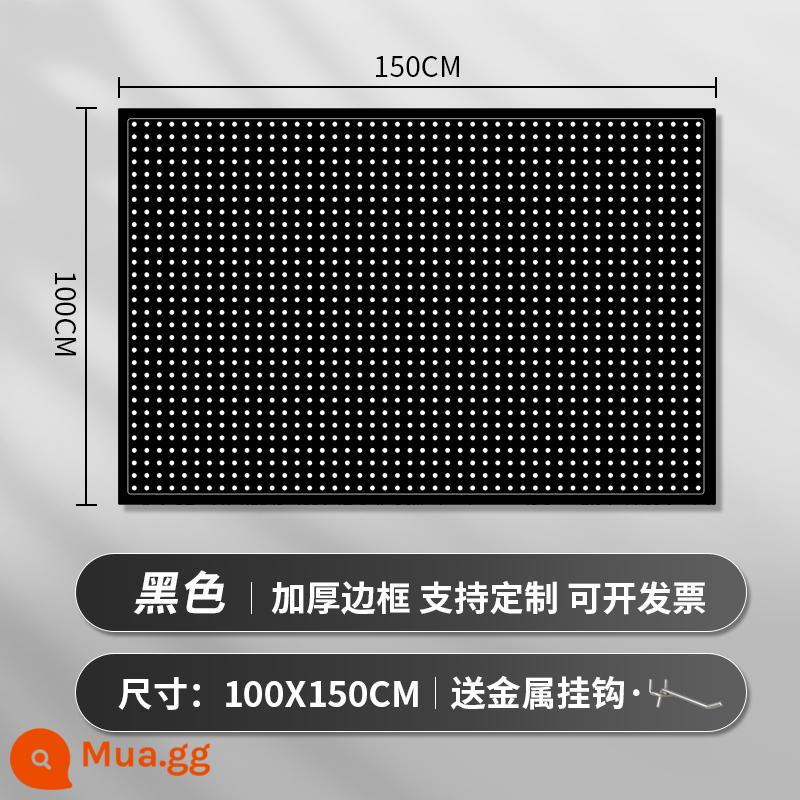 Kệ siêu thị lỗ bảng tùy chỉnh hiên có giá để đồ tủ công cụ phần cứng treo tấm trang sức inox giá trưng bày - [Mẫu nâng cấp và dày hơn] 100 × 150 cm★ Tặng kèm 20 móc kim loại "Mẫu màu đen"