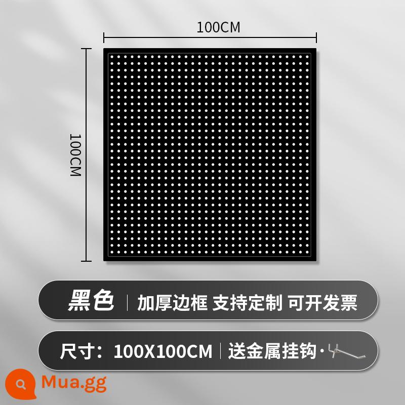 Kệ siêu thị lỗ bảng tùy chỉnh hiên có giá để đồ tủ công cụ phần cứng treo tấm trang sức inox giá trưng bày - [Mẫu nâng cấp và dày hơn] 100 × 100cm★ Tặng kèm 20 móc kim loại "Mẫu màu đen"