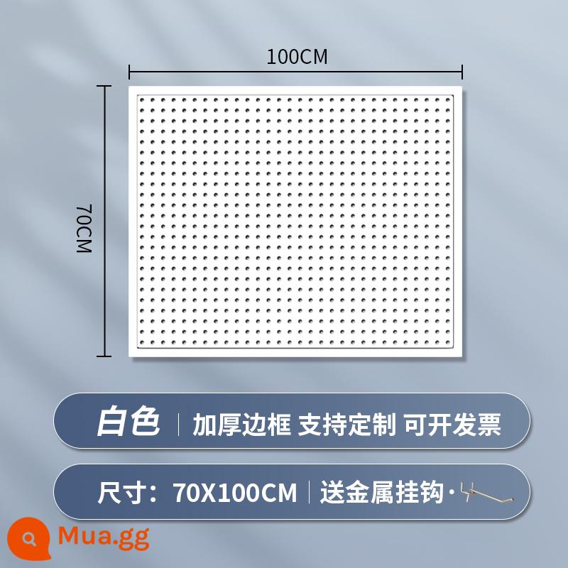 Kệ siêu thị lỗ bảng tùy chỉnh hiên có giá để đồ tủ công cụ phần cứng treo tấm trang sức inox giá trưng bày - [Phiên bản nâng cấp và dày] 70 × 100cm★ Tặng kèm 20 móc kim loại "Phiên bản màu trắng"