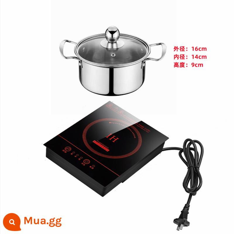 800 watt một người một nồi nhà hàng lẩu nhỏ chuyên dụng nhỏ mini tự phục vụ bếp cảm ứng thương mại bếp pin nhúng - Cảm ứng vuông 800W + nồi nhỏ 2 tai