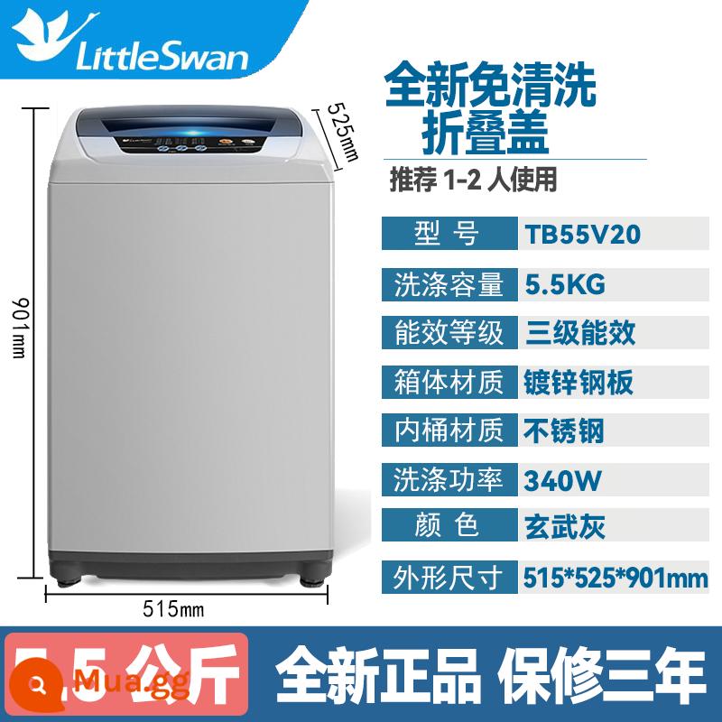 Máy giặt Little Swan gia đình hoàn toàn tự động 8kg công suất lớn 10KG5.5 lồng giặt tích hợp bánh xe sóng mini nhỏ - [5.5kg]TB55V20 Xám Chile [Hàng chính hãng giao tận nhà]