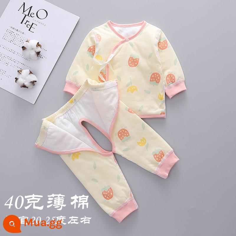 Quần áo trẻ em hai tháng, bốn tháng -Thể loại A Baby Winter Hai bộ 52 Yards New Life Winter dày Váy mùa đông - [Cotton mỏng mềm như sáp] 3533 màu vàng