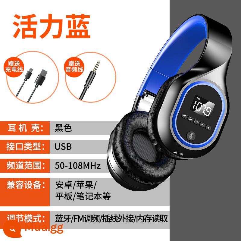 Bốn hoặc sáu nghe tai nghe bluetooth không dây sinh viên đại học thi tiếng Anh FM FM đặc biệt bốn 46 tai nghe đặc biệt - Mẫu Bluetooth-màu xanh sống động