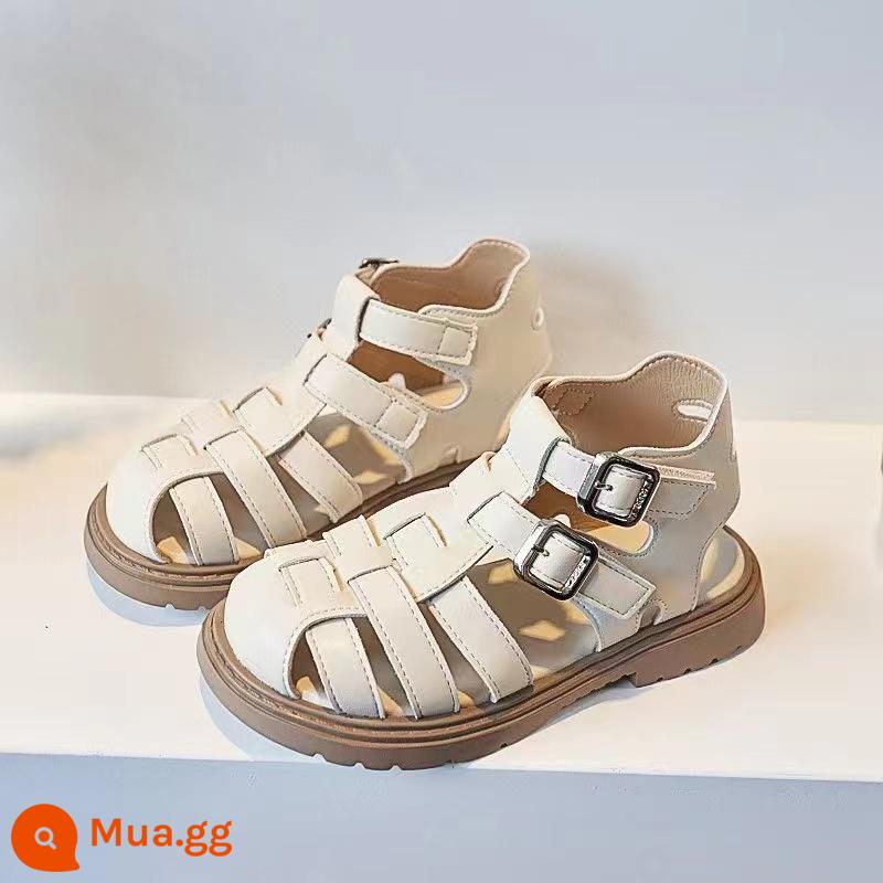 Giày Sandal Bé Gái Mùa Hè 2023 Mới Cho Trẻ Em Công Chúa Bao Đầu Giày Bé Gái Đế Mềm Cho Bé Giày La Mã Mùa Hè - Giày Roman cao cấp màu trắng nhạt (da thật) bảo hành 1 năm