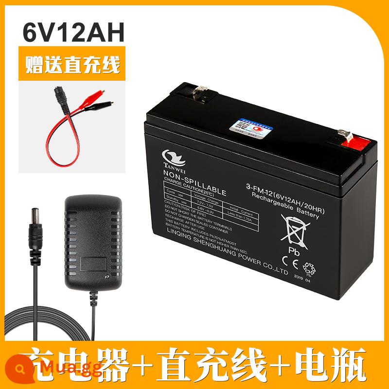 6V4AH4.5AHV7ah 6V12V điện đồ chơi trẻ em ô tô xe máy xe đẩy pin sạc pin - Pin 6V12AH đi kèm sạc lỗ tròn + cáp thẳng