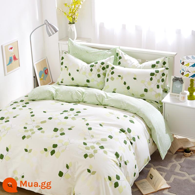 100% cotton cotton nguyên chất 4 mảnh lưới đỏ phong cách ins phong cách 1.8m ga trải giường vỏ chăn mùa thu vỏ chăn ga gối 4 món Bộ 3 - Vẻ đẹp trong làn nước trong vắt