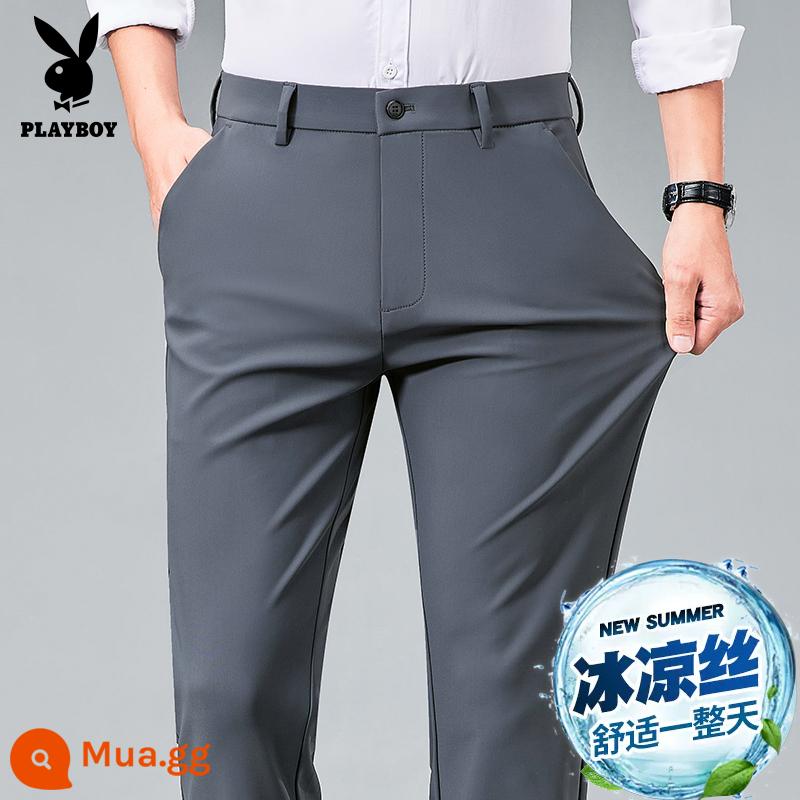 Playboy Phù Hợp Với Quần Nam Chính Thức Thu Đông Co Giãn Đen Thẳng Nam Quần Xuân Thu 2024 phong Cách Mới - 5188 xám [kiểu mỏng mùa hè]