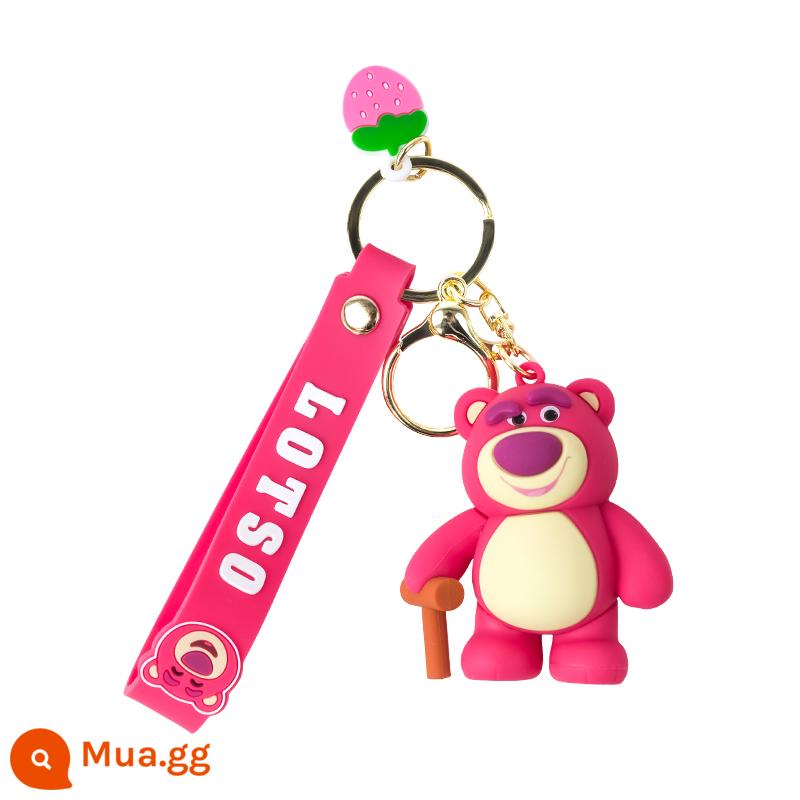 Disney Official Strawberry Bear Cartoon Keychain Doll Charm Car Bag Charm Keychain - Quý ông phong cách gấu dâu tây